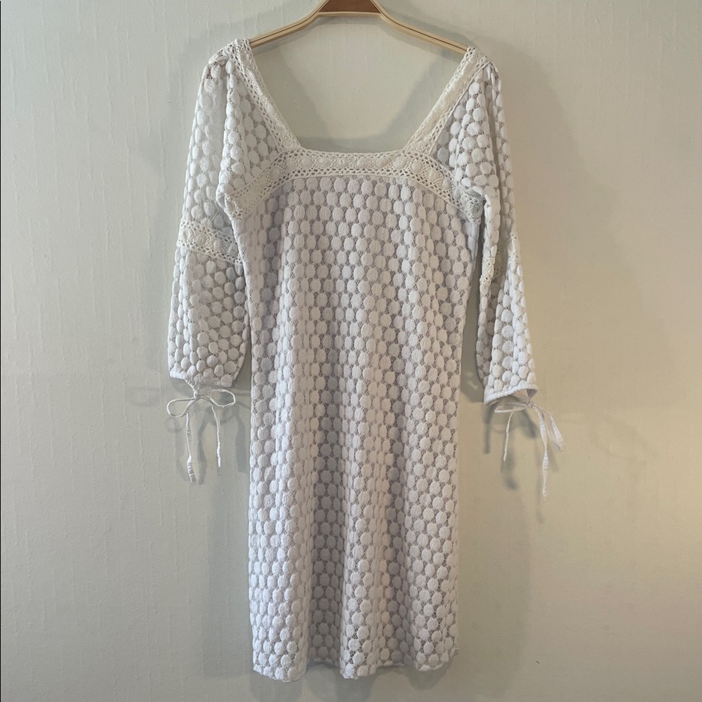 Solitaire White Crochet Midi Dress‎